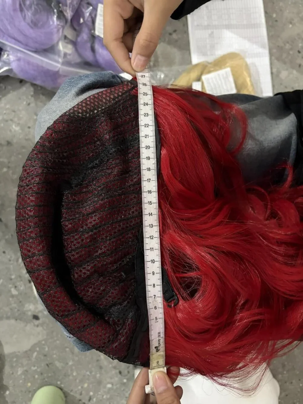 Women's Bright Red 28 Inch Synthetic Fiber Long Middle Part Curly Cosplay Wigs